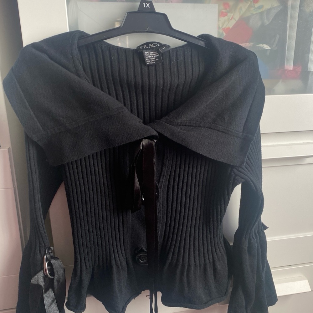 Trac Women's Black Ribbed Cardigan